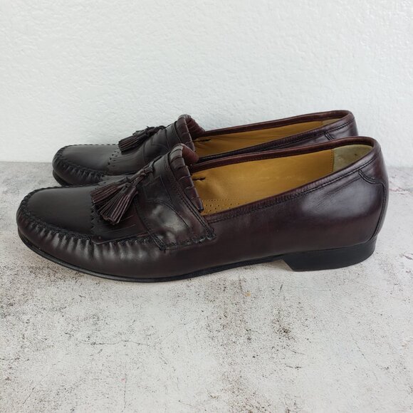 Johnston & Murphy Men\'s Tassel Dress Loafers Shoes size 10.5W Ox Blood Burgundy